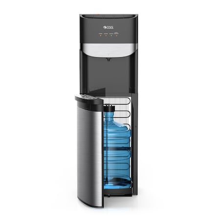 Commercial Cool Freestanding Bottom Loading Electric Water Cooler Hot, Cold, and Room in Silver/Black CCBL01